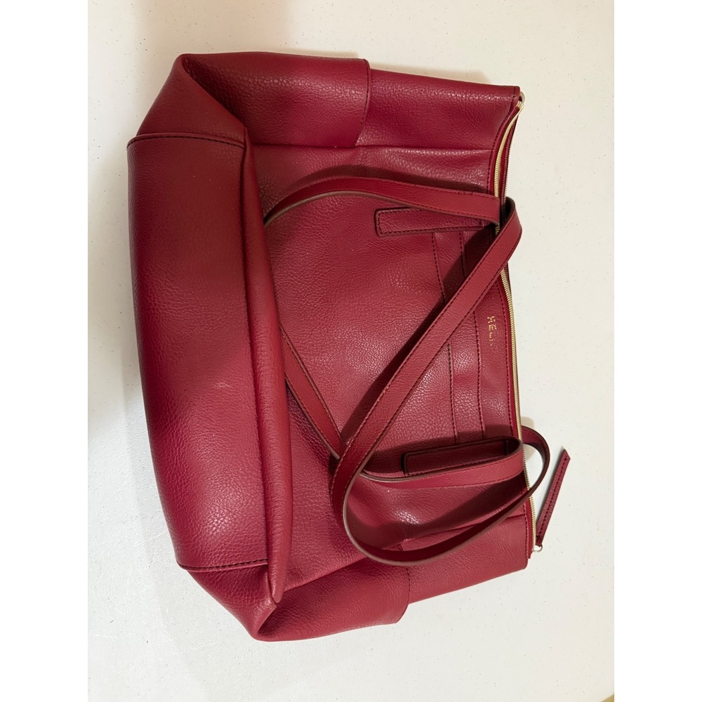 Relic Burgundy Red Pebbled Faux Leather Tote Bag Zip Top Shoulder Bag